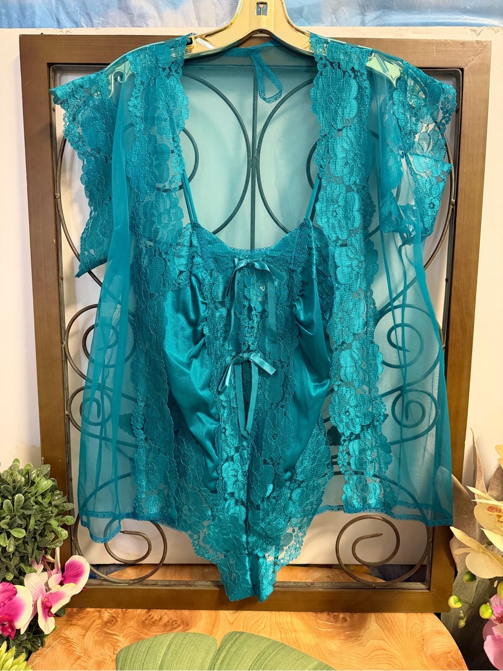 Vintage Alana Gale Teddy & Sheer Robe Set -New